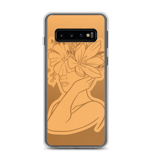 Samsung-Handyhülle Gold / Woman / Flower
